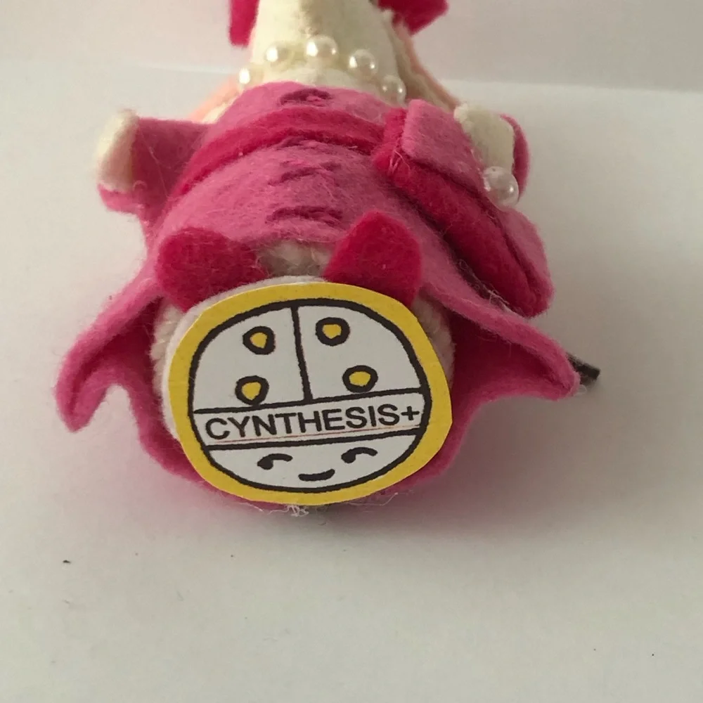 Hot Pink Dress Felt Mouse Art Doll Cake Topper hand-sewn handmade
